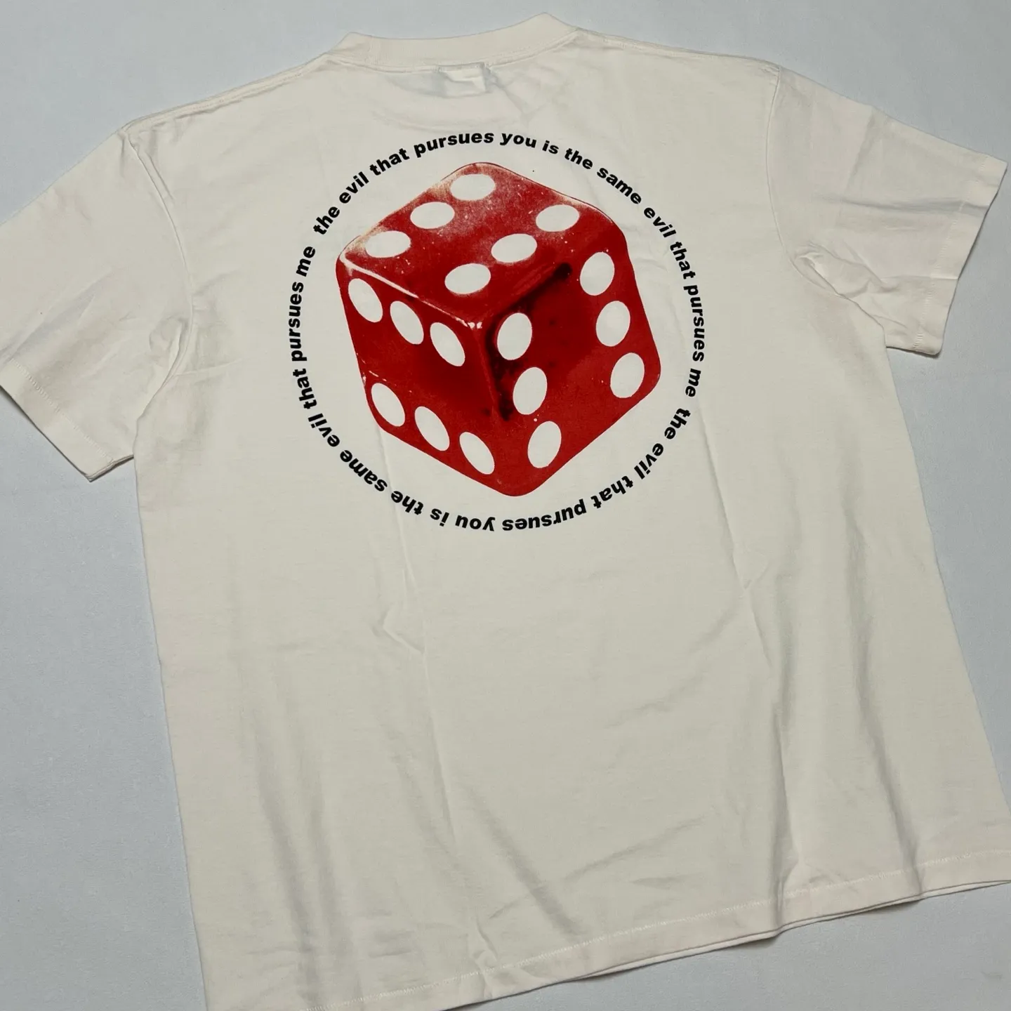 SAINT Mxxxxxx CIRCLE TEE/WHT SAINT dice printed washed short sleeves off-white S-XL cylindrical side seam fabric high weight cylindrical woven tee original development highly restored printing VINTAGE black label/wash label code correct/tag code correct Invincible details Top purchasing level